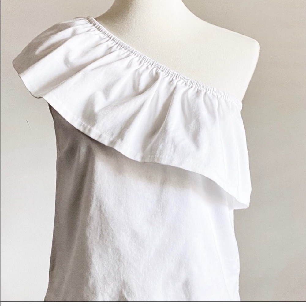 J Crew One Shoulder Blouse White Size XS - Picture 5 of 5